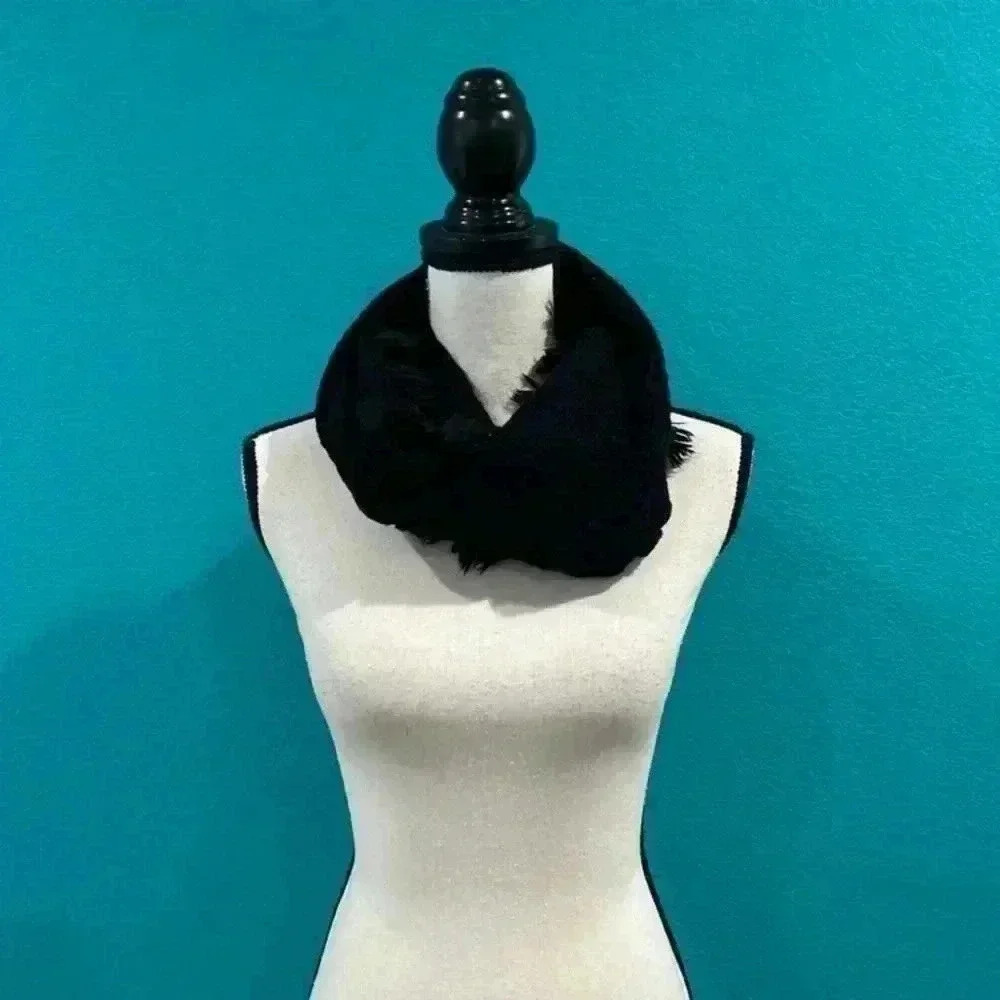 Black cross knitted infinity scarf
